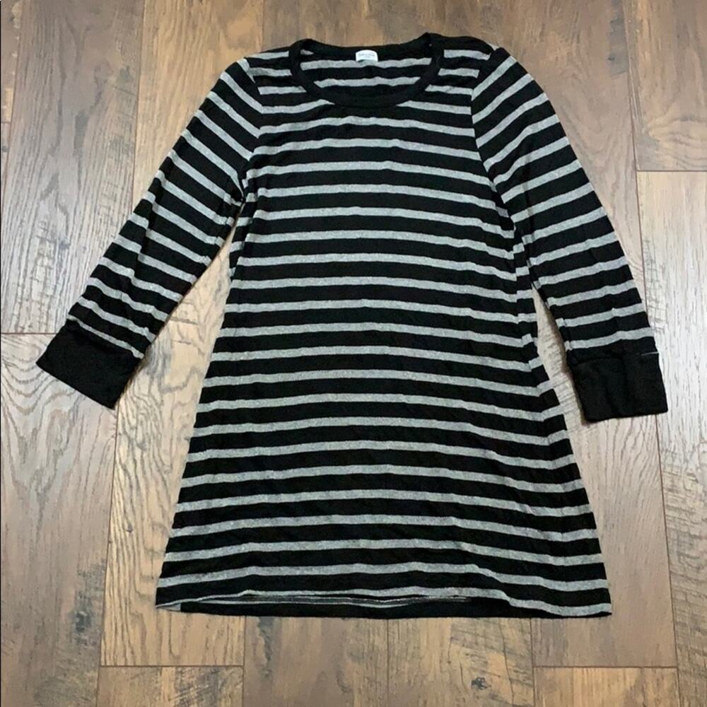 Splendid Black and Gray Striped Long Sleeve Dress